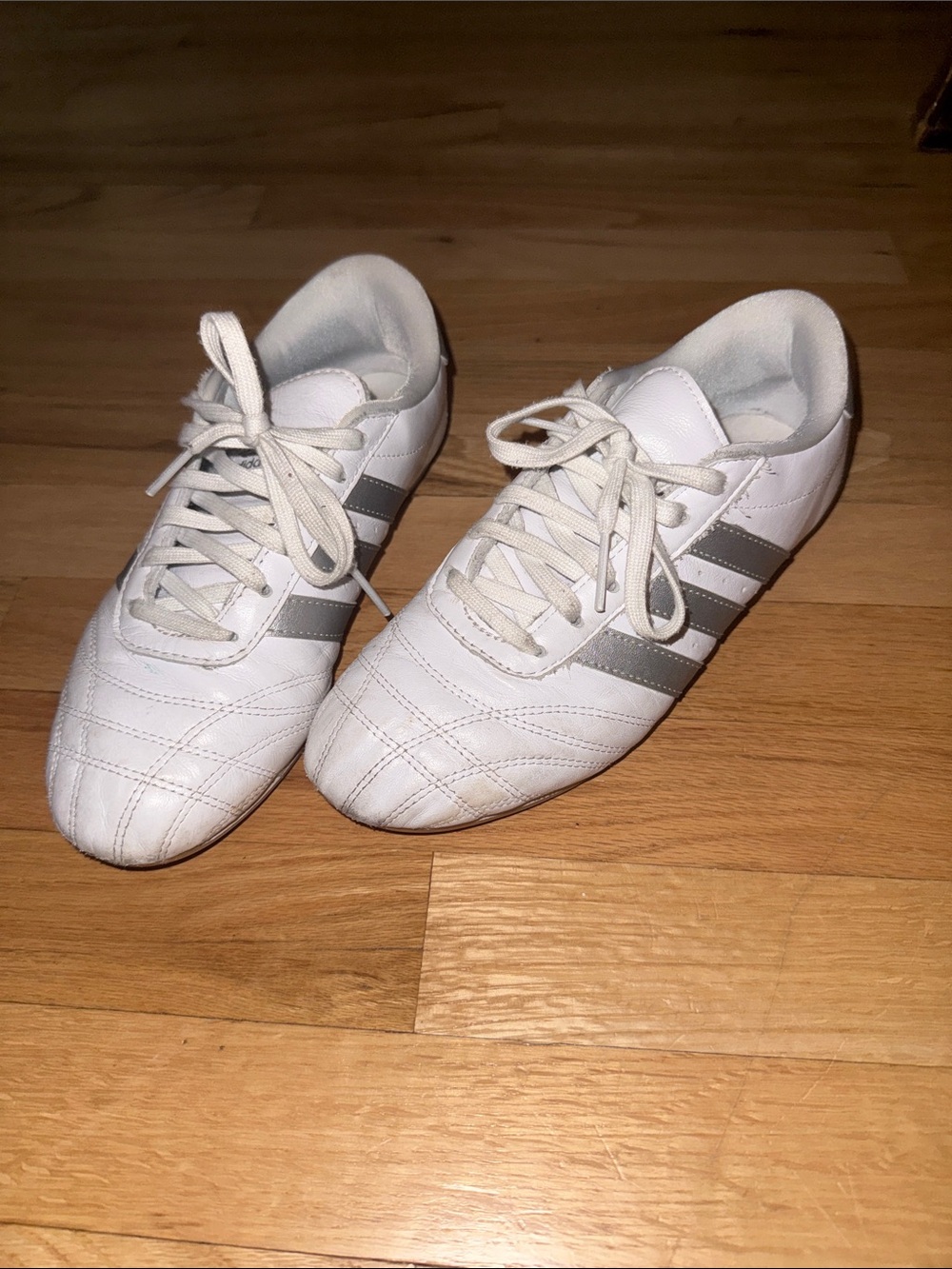 adidas White Athletic Sneakers with Gray Stripes